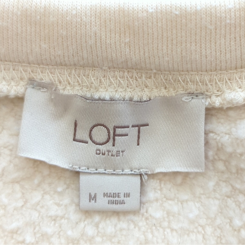 Loft Tan/0atmeal "Cheers" Long Sleeve Pullover Sweatshirt Size M - Picture 6 of 7
